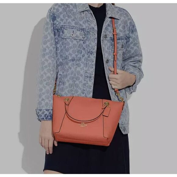 Coach Kacey Satchel Bag with crossbody strap light coral.  Beautiful - Picture 1 of 16